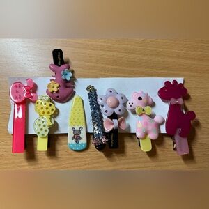 Cute Animal and Flower Hair Clips Set 8 pieces